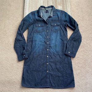 Gap Kids Factory Girls XL Collar Denim Button Down Shirt Tunic Dress Long Sleeve